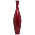 Colocar 11 x 43 in. Modern Bamboo Narrow Trumpet Floor Vase with Metallic Finish, Red CO2641902